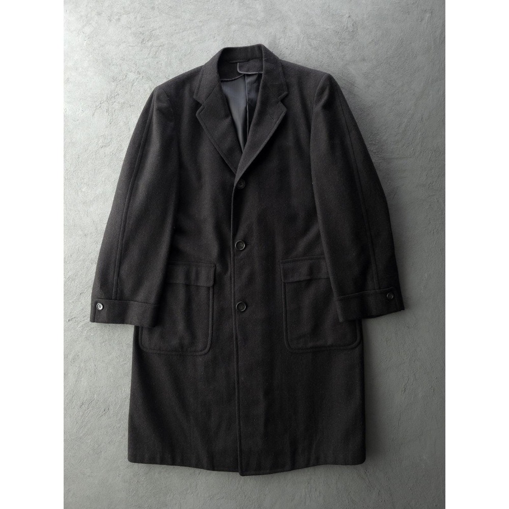 Vintage 1960s Boyd's Black Wool Overcoat Men's Union Made In USA M